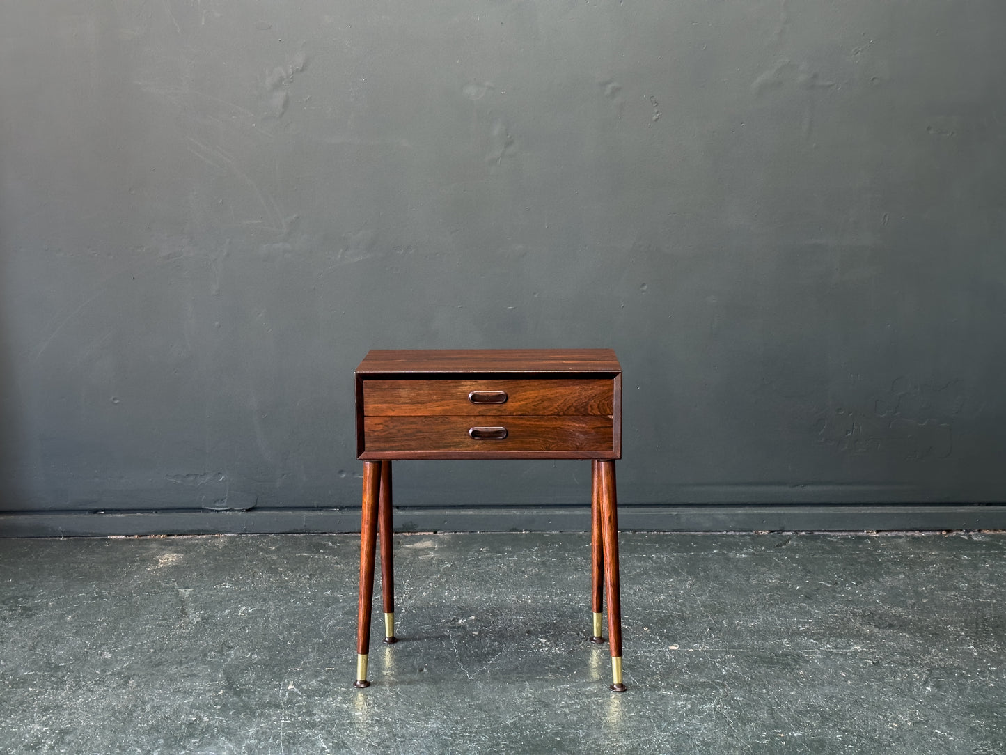 Small Rosewood Chest of Drawers with Brass Feet