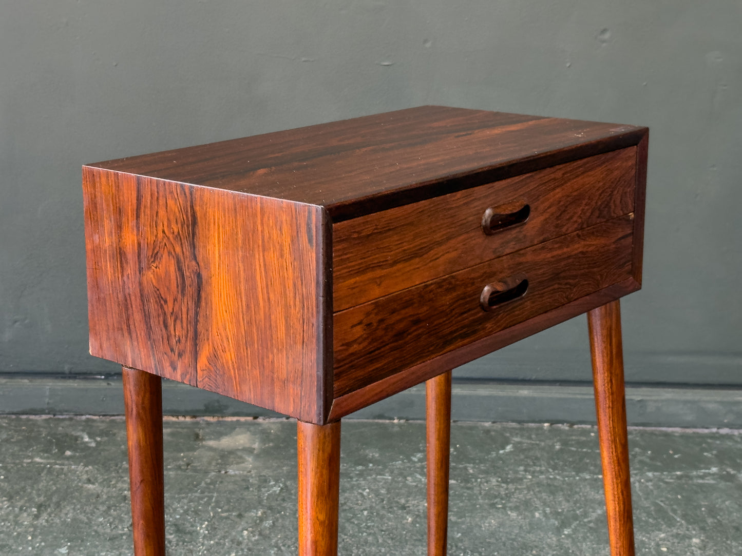 Small Rosewood Chest of Drawers with Brass Feet