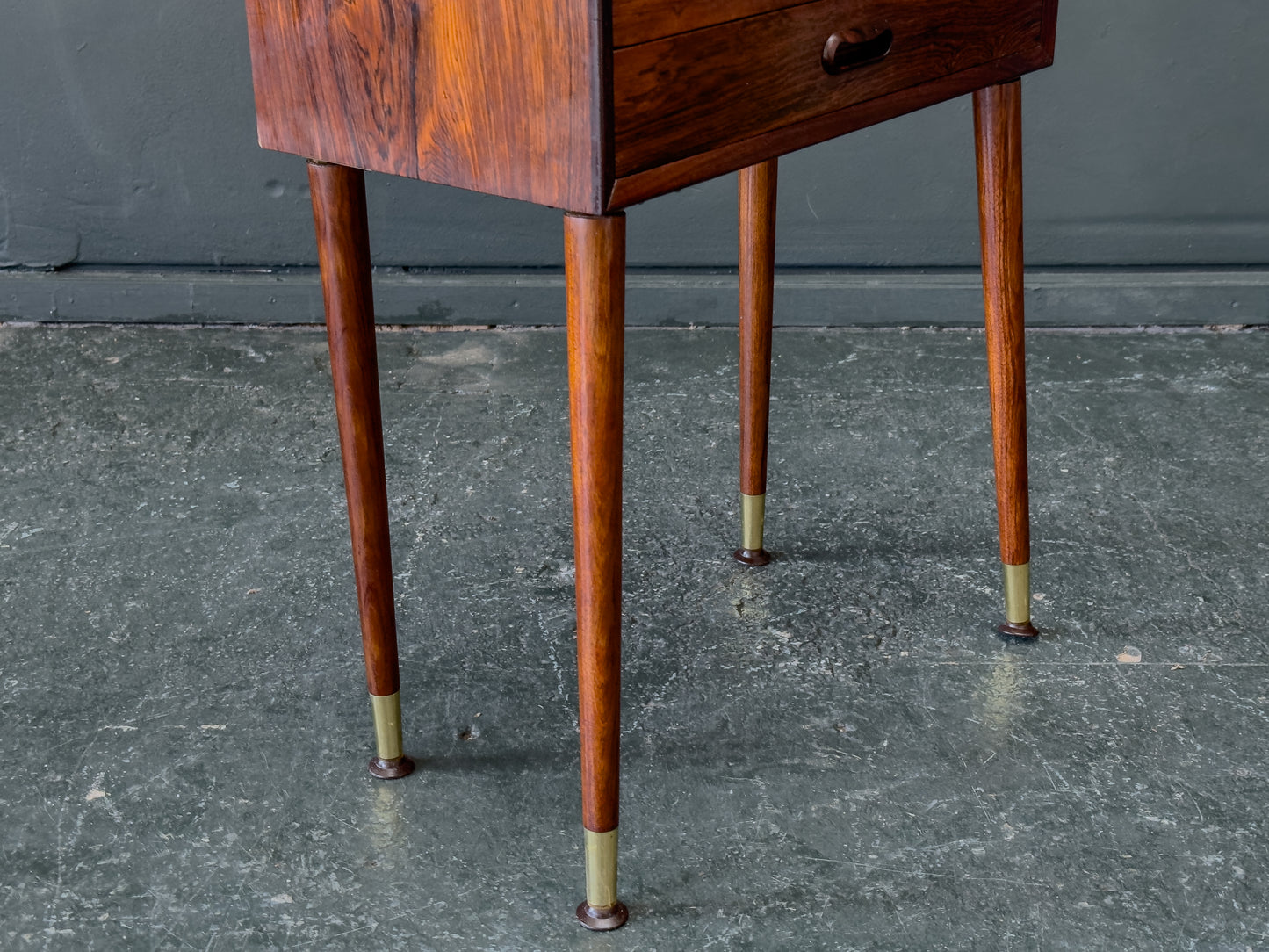 Small Rosewood Chest of Drawers with Brass Feet