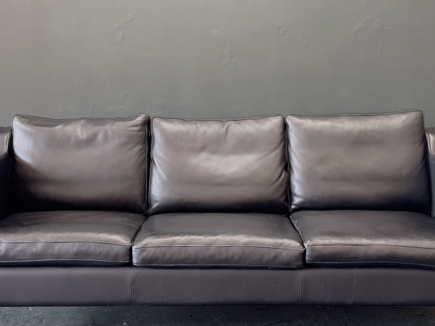 3 Seater Black Leather Sofa by Stouby