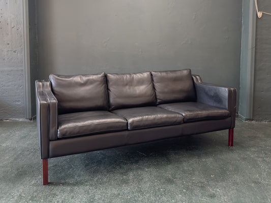 3 Seater Black Leather Sofa by Stouby