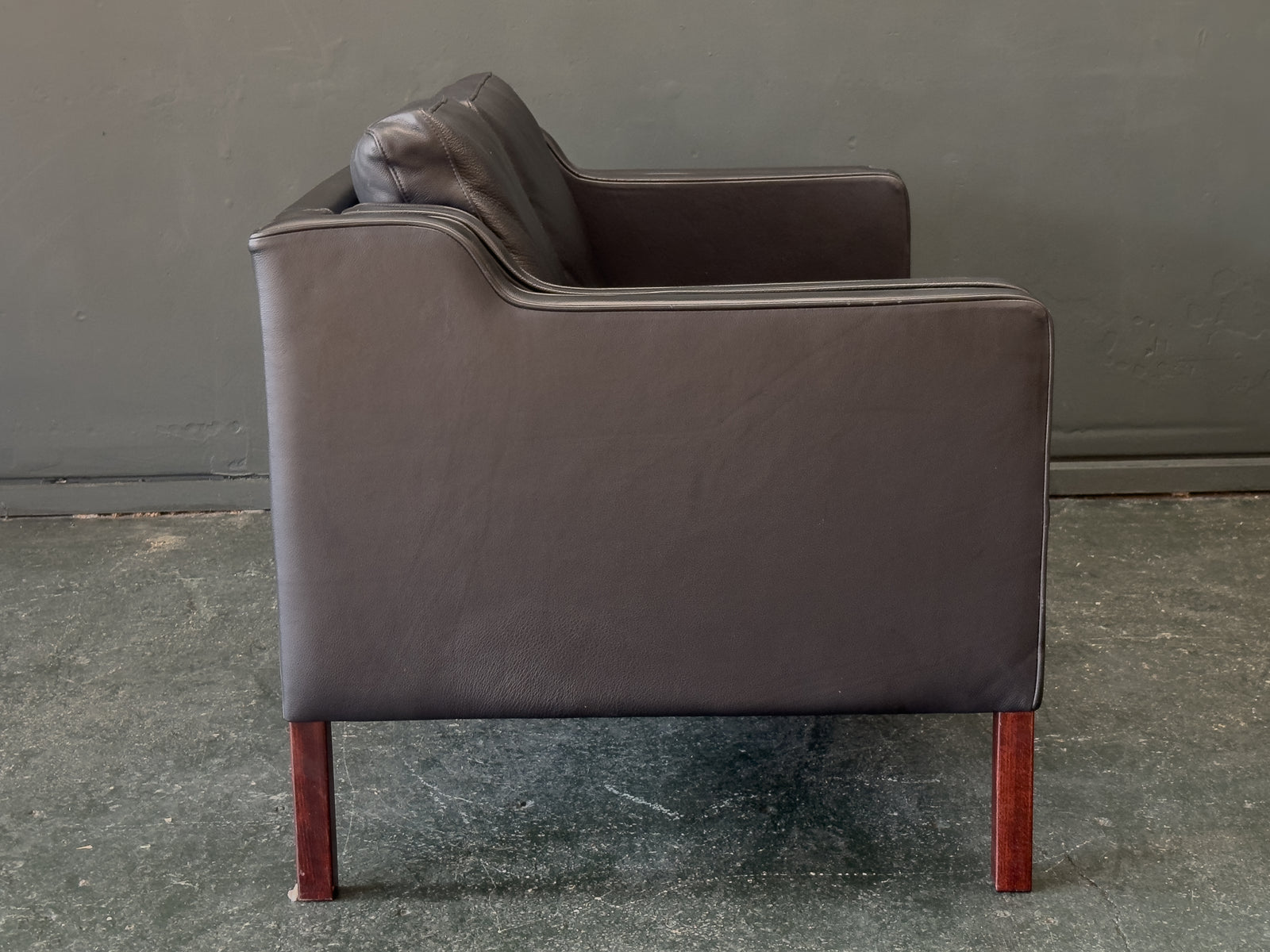 2 Seater Black Leather Sofa by Stouby