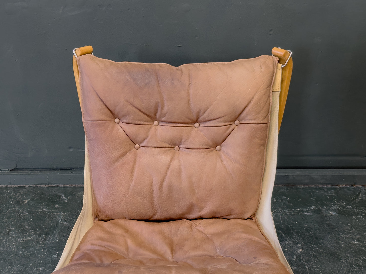 Brown Leather and Beech Falcon Chair by Sigurd Resell