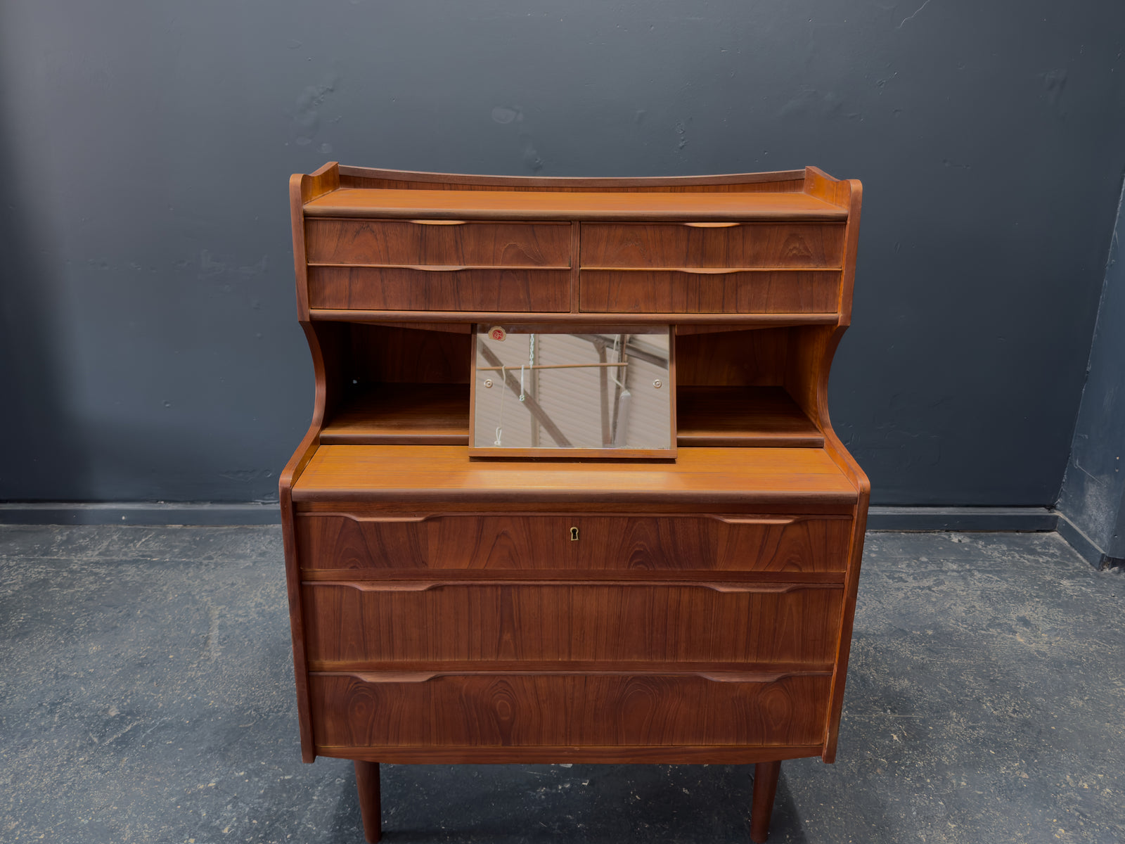 Teak Bureau with Writing Desk