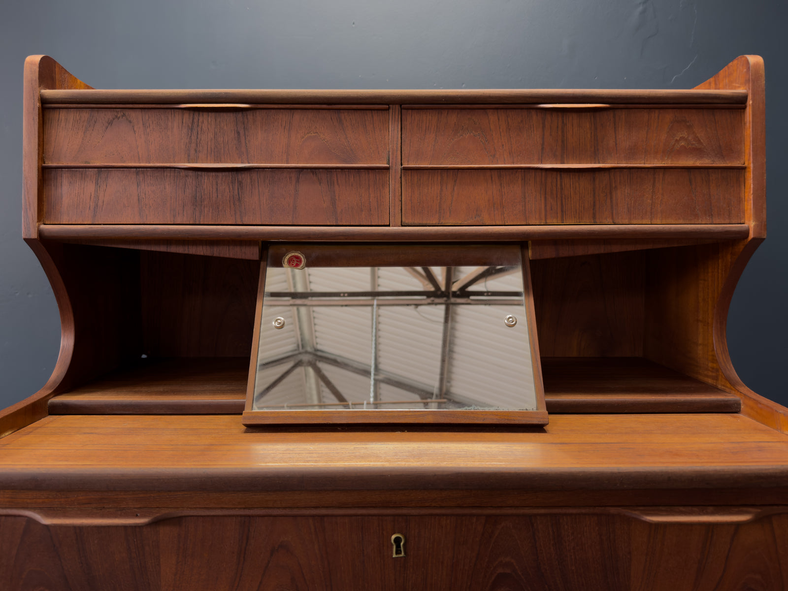 Teak Bureau with Writing Desk