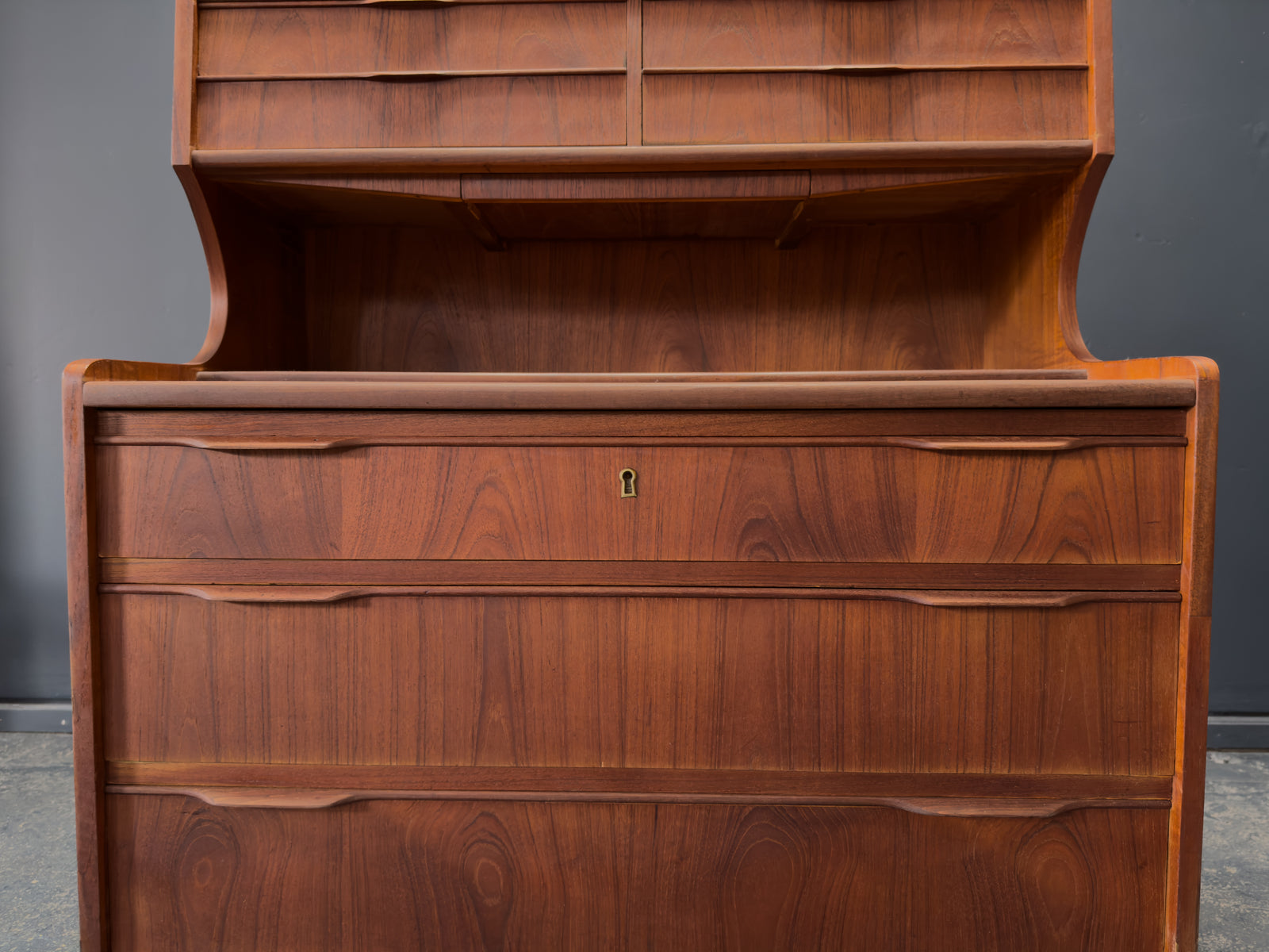 Teak Bureau with Writing Desk