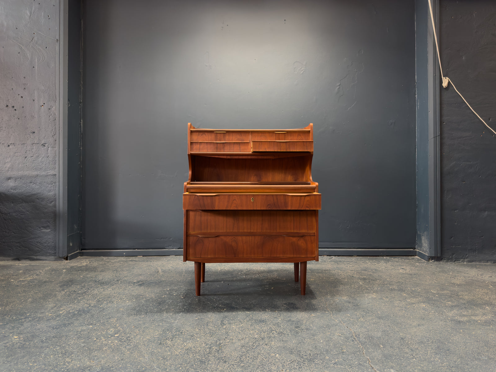 Teak Bureau with Writing Desk