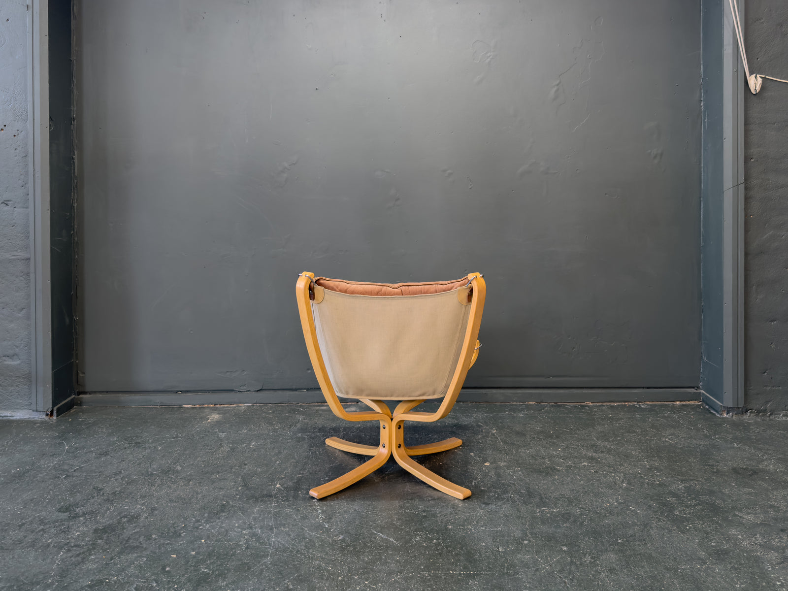 Brown Leather and Beech Falcon Chair by Sigurd Resell