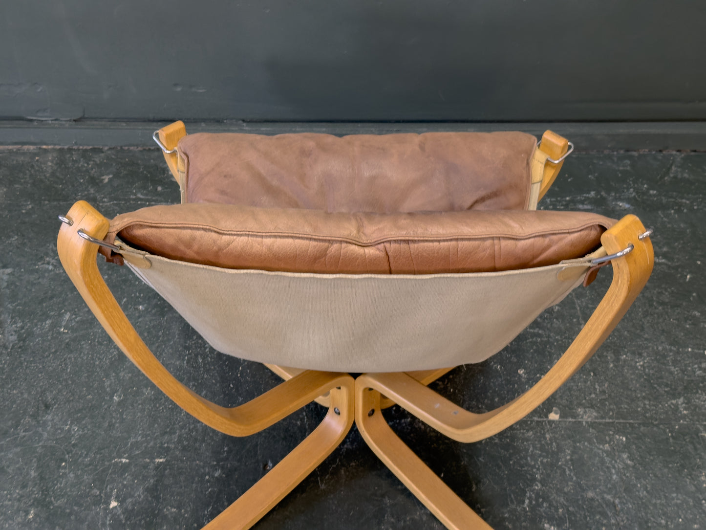 Brown Leather and Beech Falcon Chair by Sigurd Resell