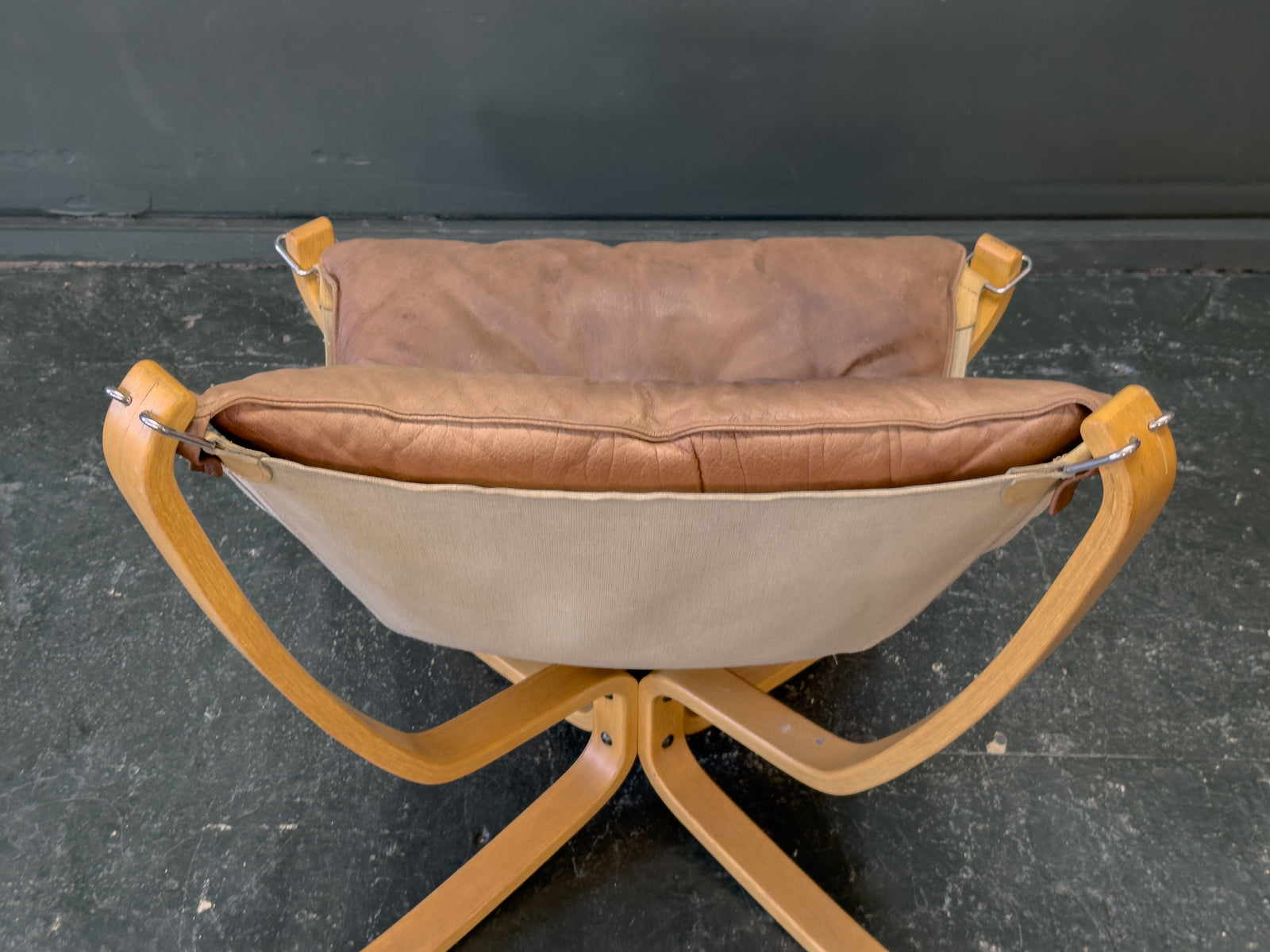 Brown Leather and Beech Falcon Chair by Sigurd Resell
