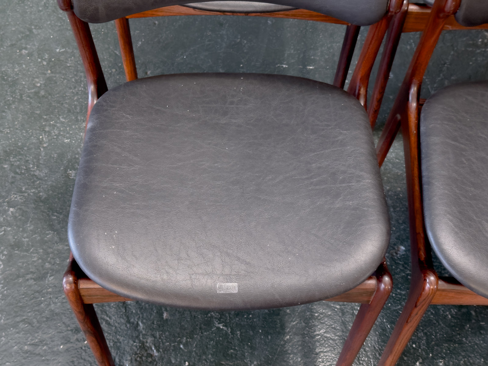 Set of 6 Rosewood and Leather Erik Buch Dining Chairs