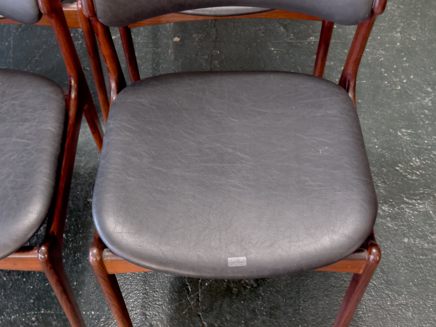 Set of 6 Rosewood and Leather Erik Buch Dining Chairs