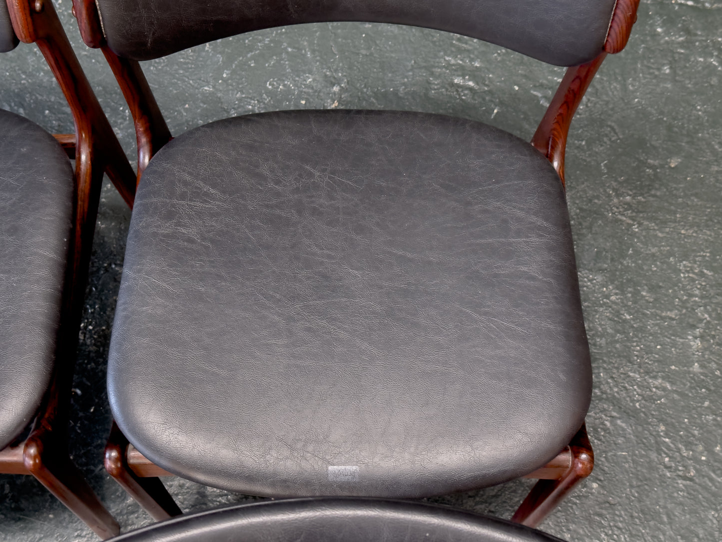 Set of 6 Rosewood and Leather Erik Buch Dining Chairs