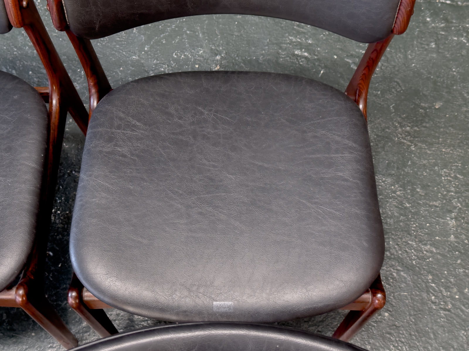 Set of 6 Rosewood and Leather Erik Buch Dining Chairs