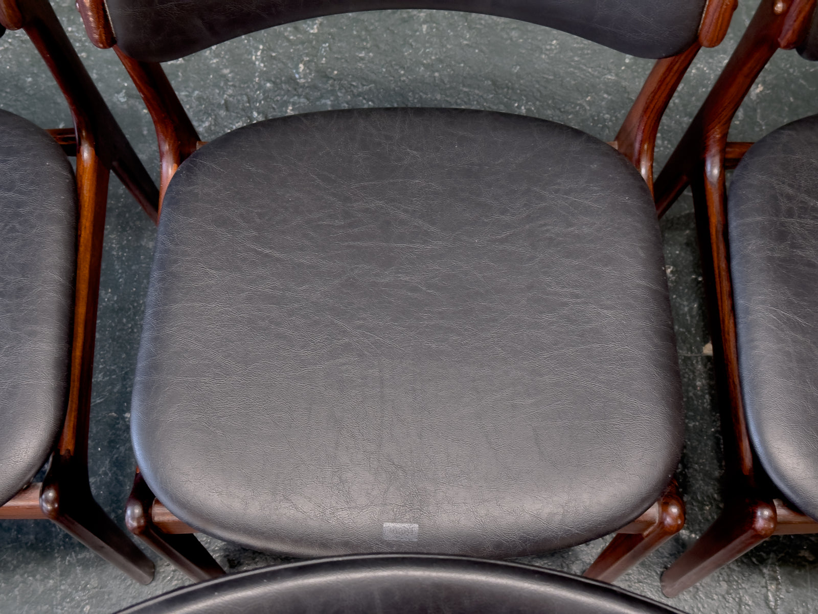 Set of 6 Rosewood and Leather Erik Buch Dining Chairs