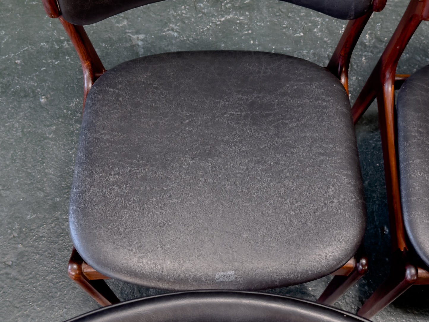 Set of 6 Rosewood and Leather Erik Buch Dining Chairs