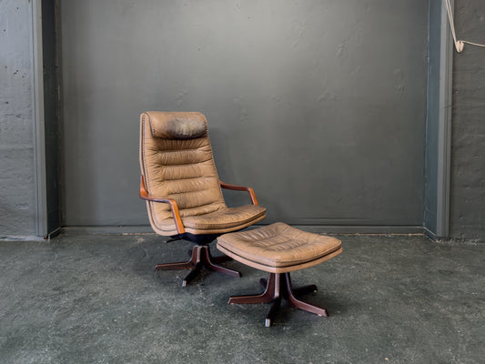 Leather Adjustable Easy Chair & Ottoman by Berg Furniture