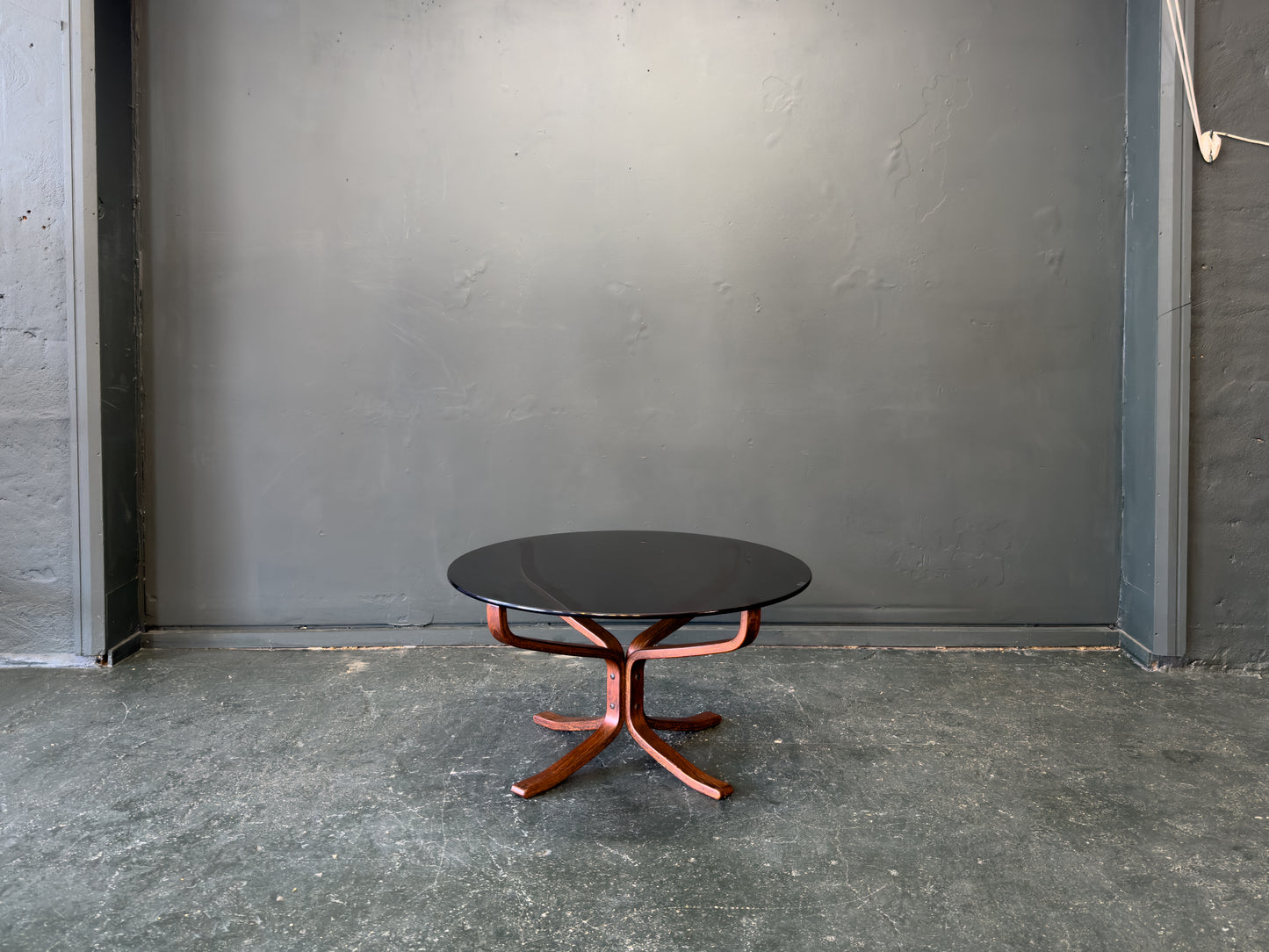 Round Smoked Glass Coffee Table by Sigurd Resell