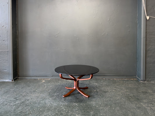 Round Smoked Glass Coffee Table by Sigurd Resell