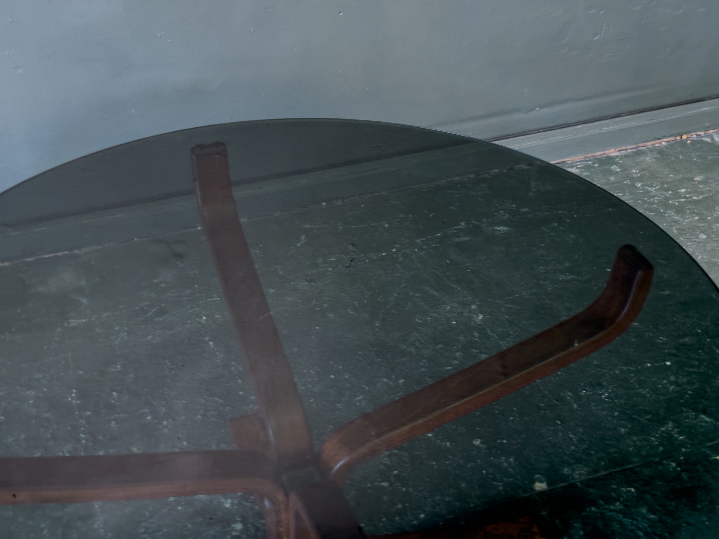 Round Smoked Glass Coffee Table by Sigurd Resell
