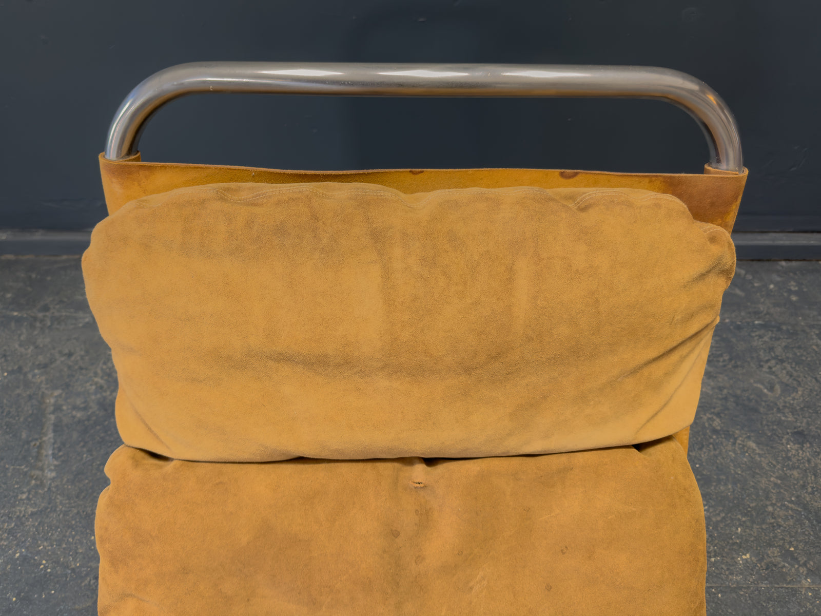 Lounge Chair in Patinated Suede and Steel by Erik Ole Jørgensen