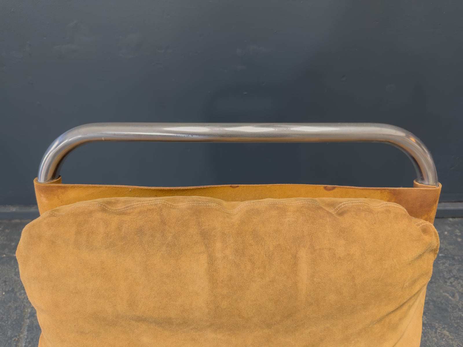 Lounge Chair in Patinated Suede and Steel by Erik Ole Jørgensen
