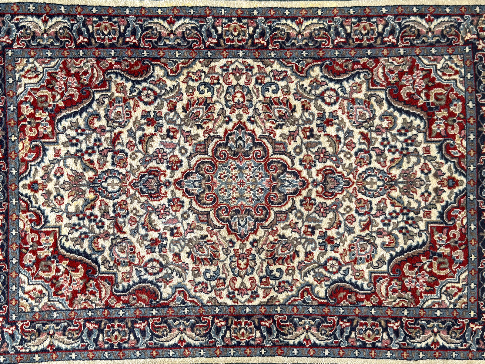 Traditional Cream Red and Blue Rug