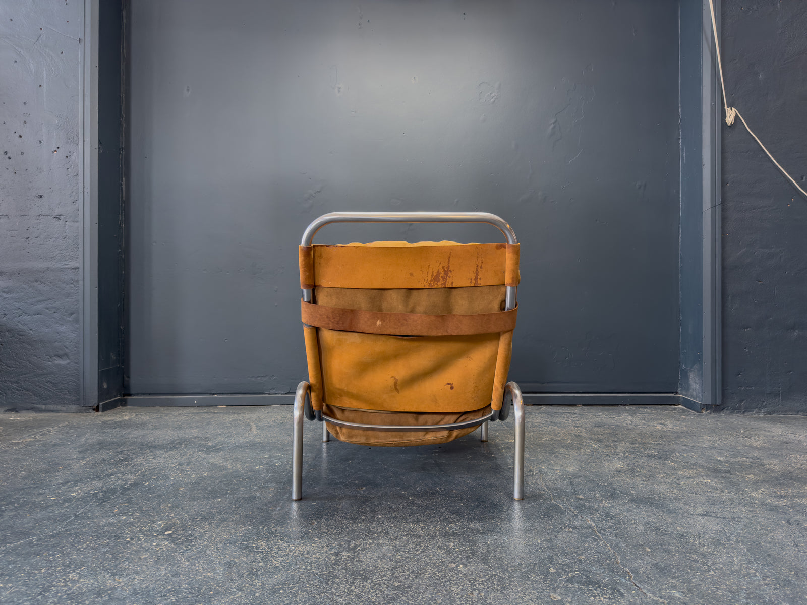 Lounge Chair in Patinated Suede and Steel by Erik Ole Jørgensen