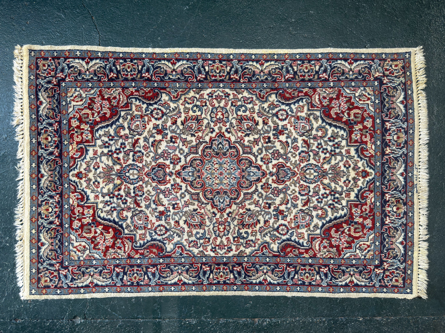 Traditional Cream Red and Blue Rug