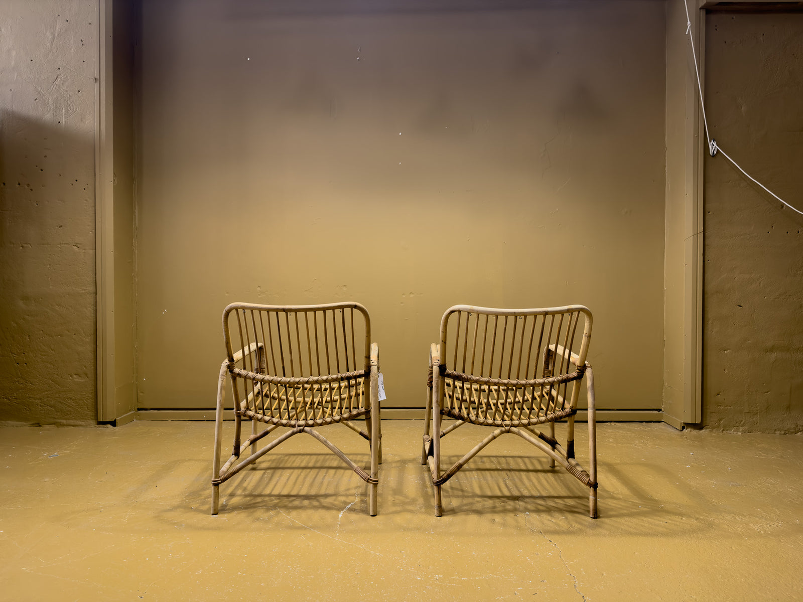 Pair of Straight Leg Wicker Armchairs