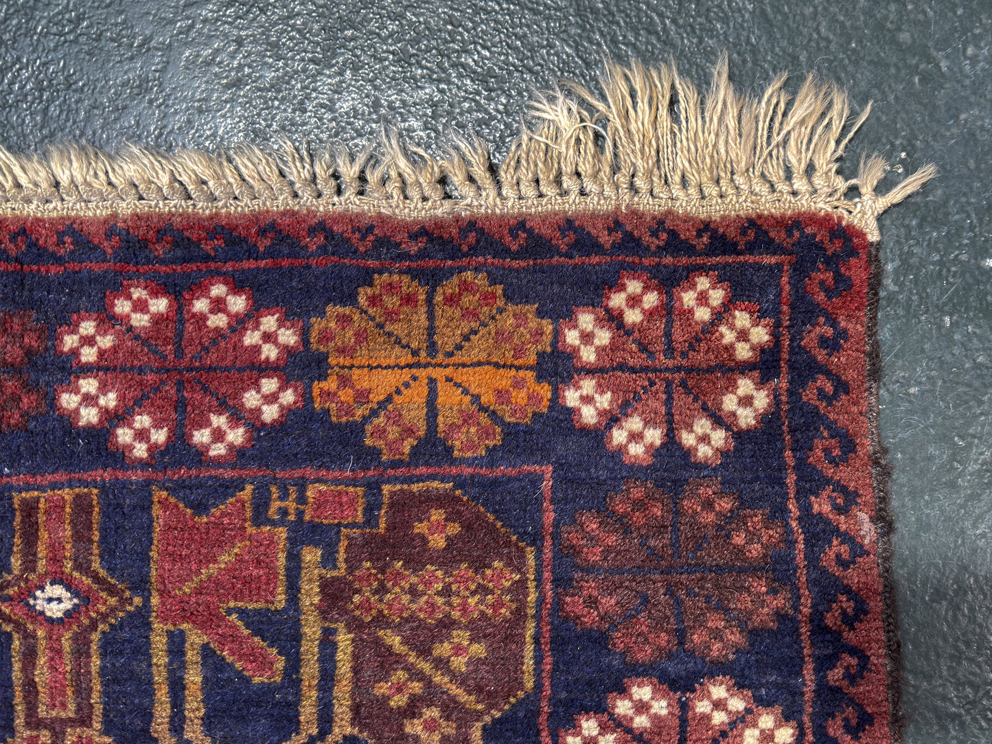 Navy Floral Boarder Rug