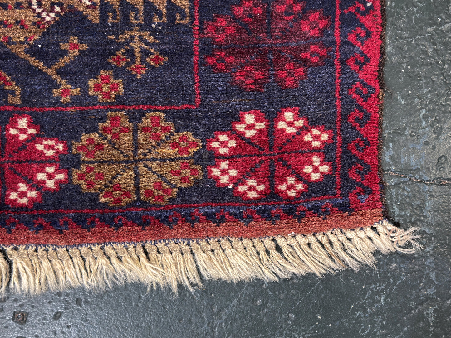 Navy Floral Boarder Rug