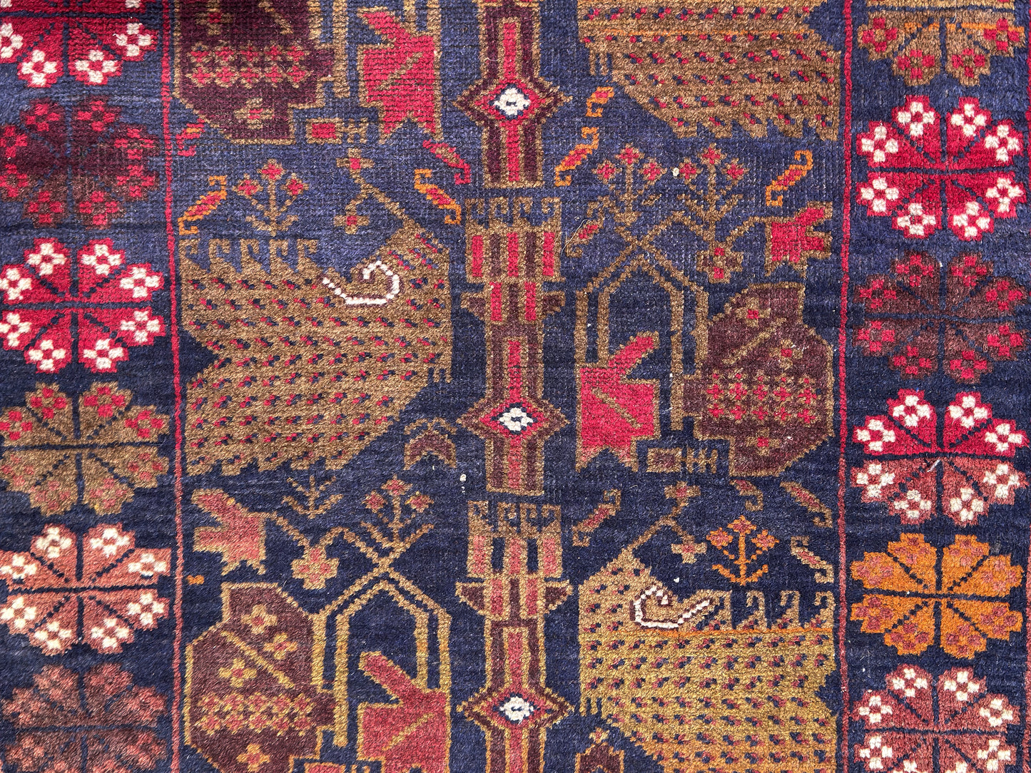 Navy Floral Boarder Rug