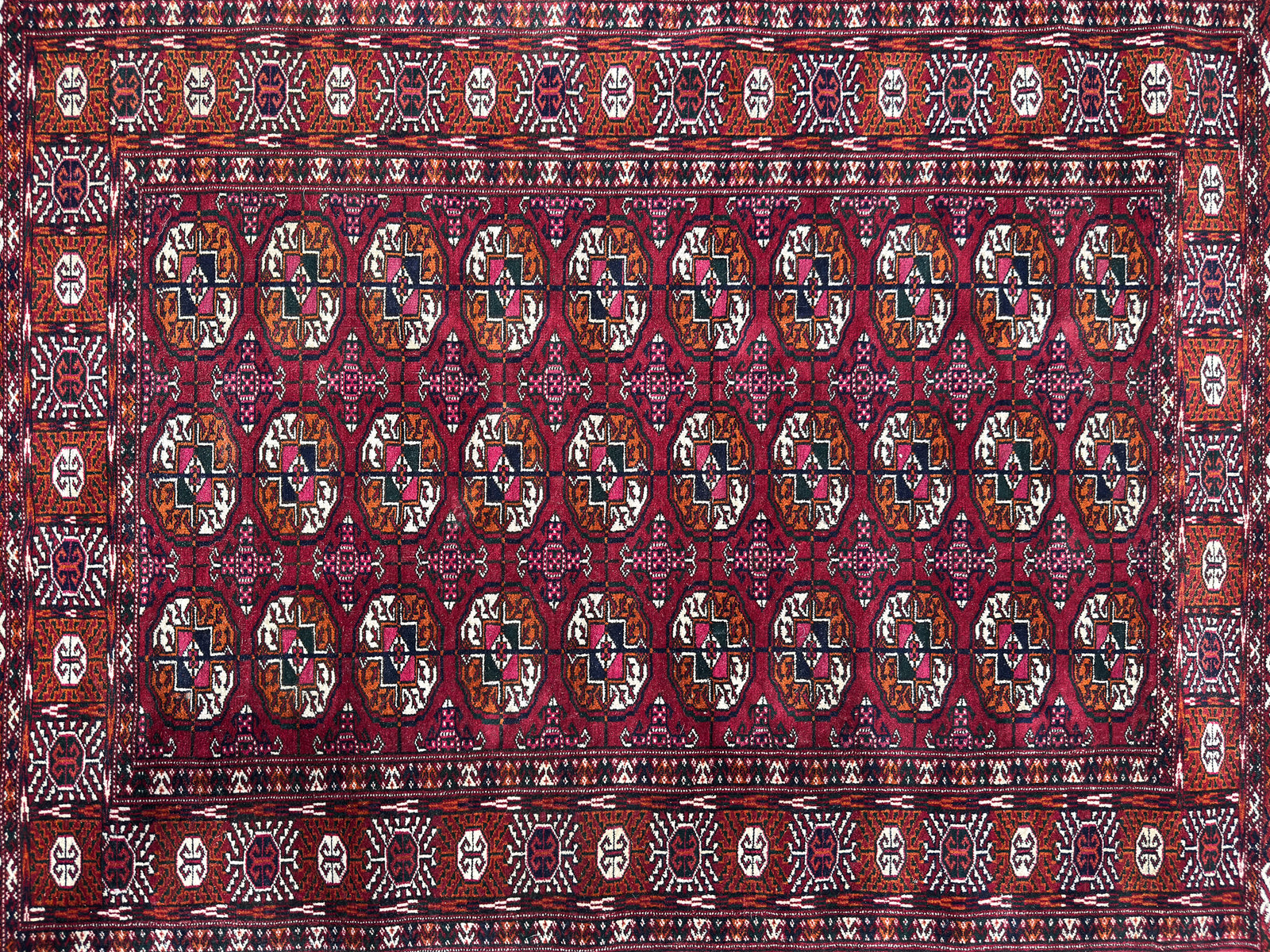 Purple, Orange and Cream Geometric Rug