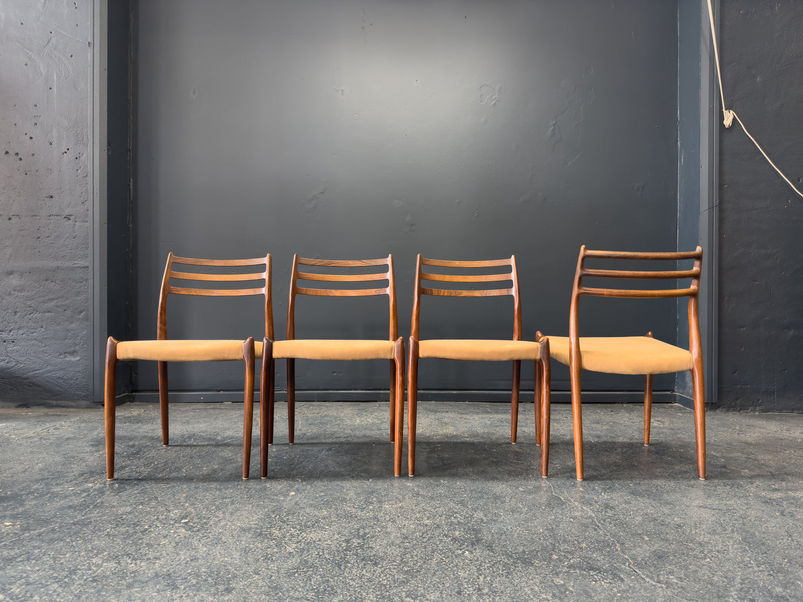 Niels Otto Møller Set of 4 Rosewood Model 79 chairs