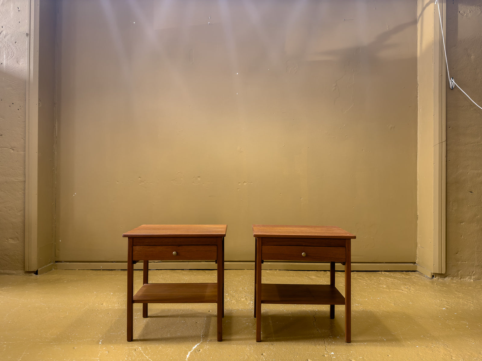 Pair of teak bedside cabinets