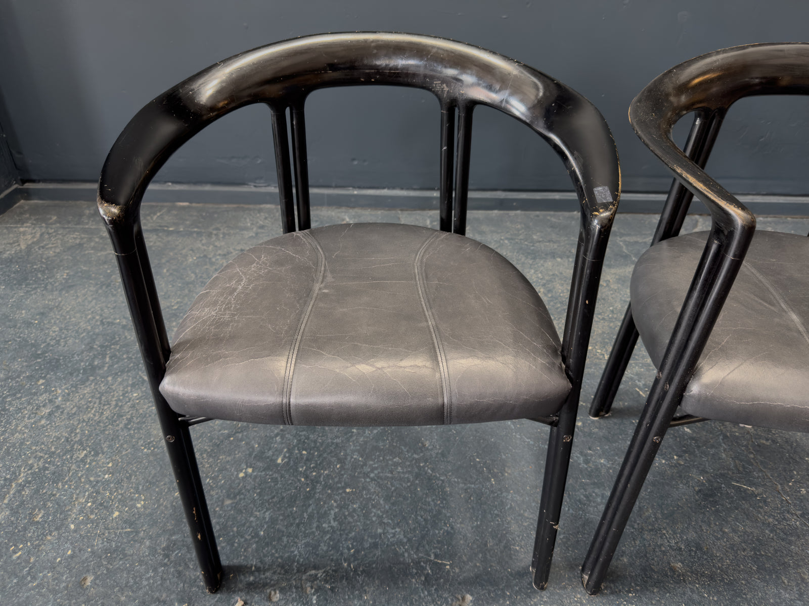 Franco Poli for Bernini Black Lacquer Chairs