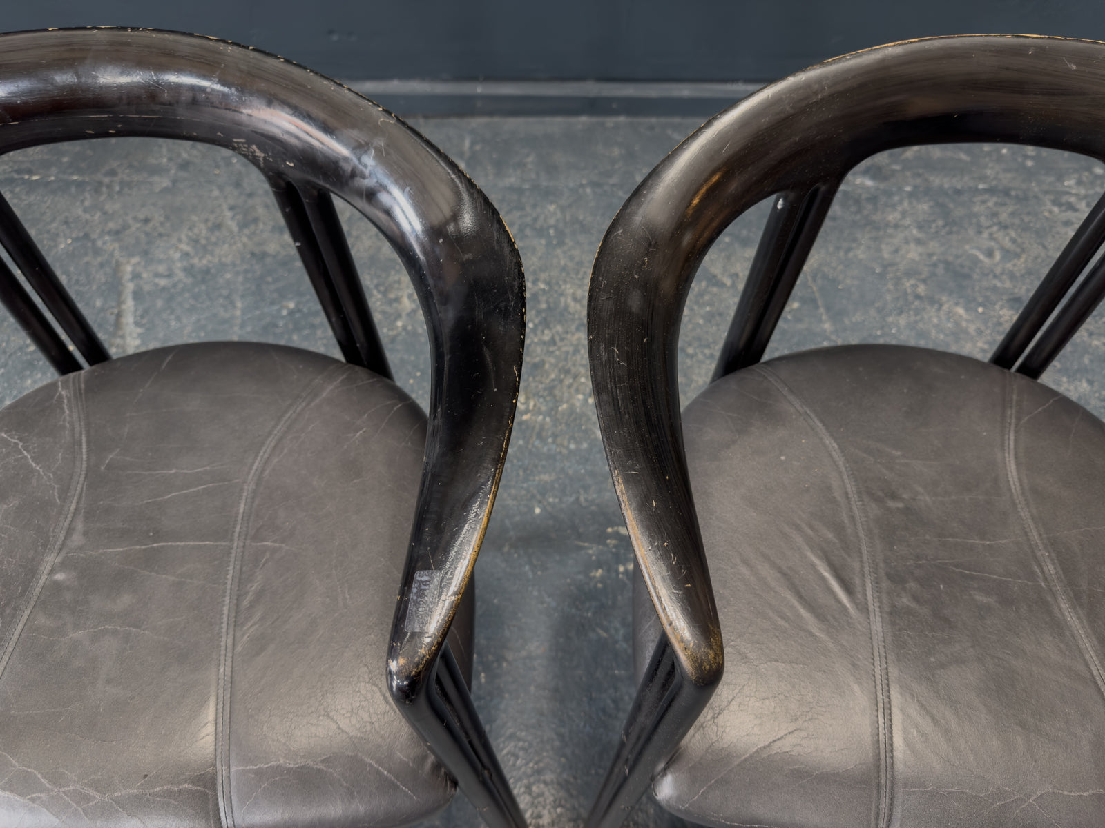 Franco Poli for Bernini Black Lacquer Chairs