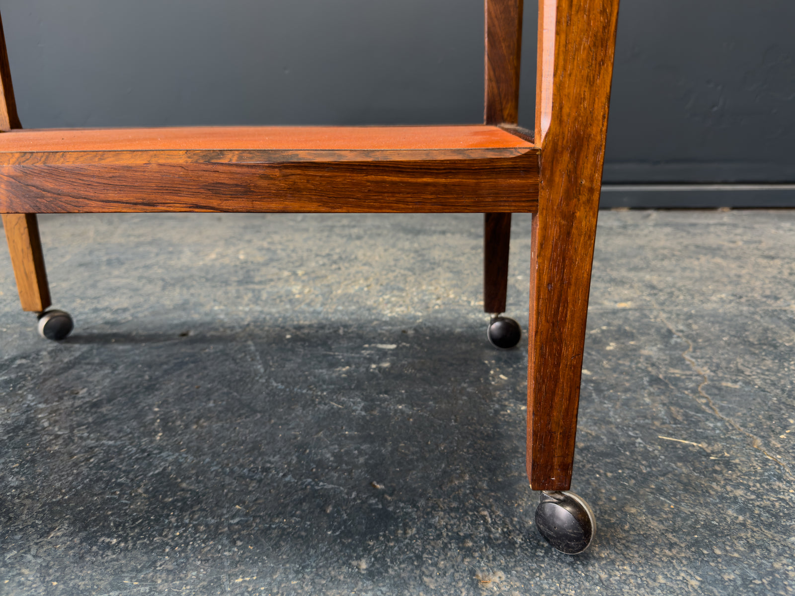 Leather and Rosewood Unit on Wheels