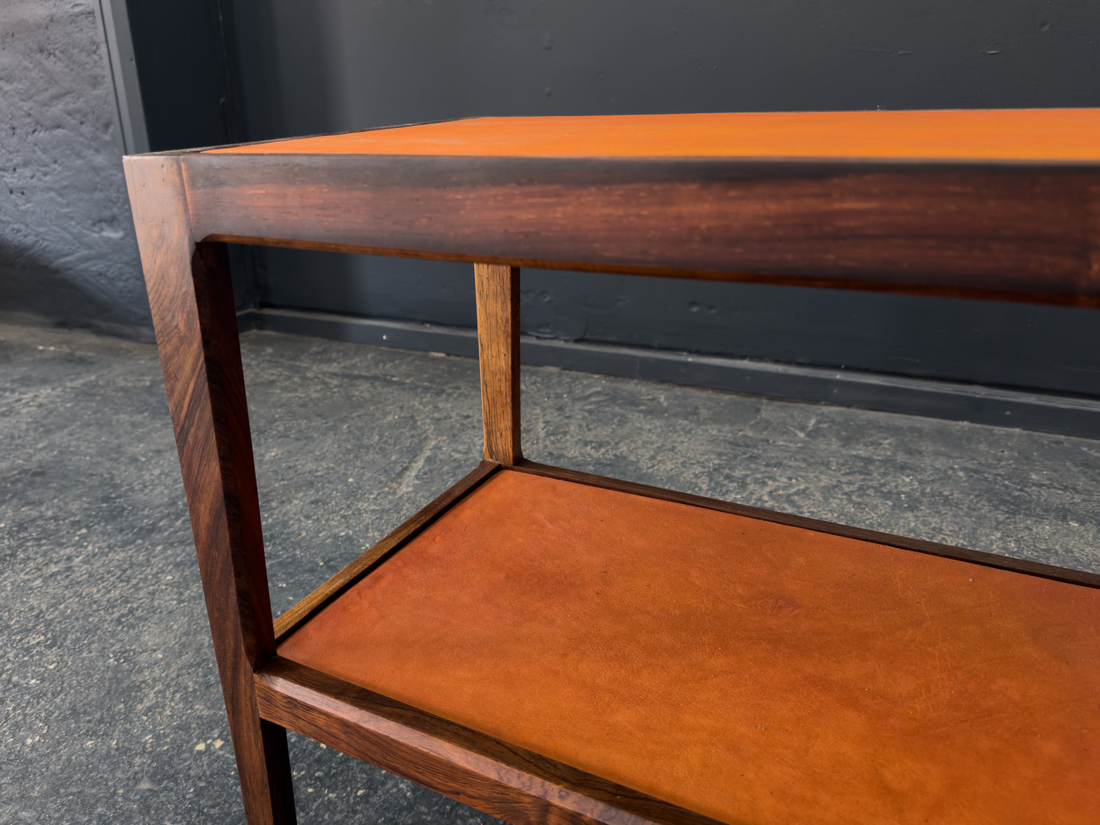 Leather and Rosewood Unit on Wheels