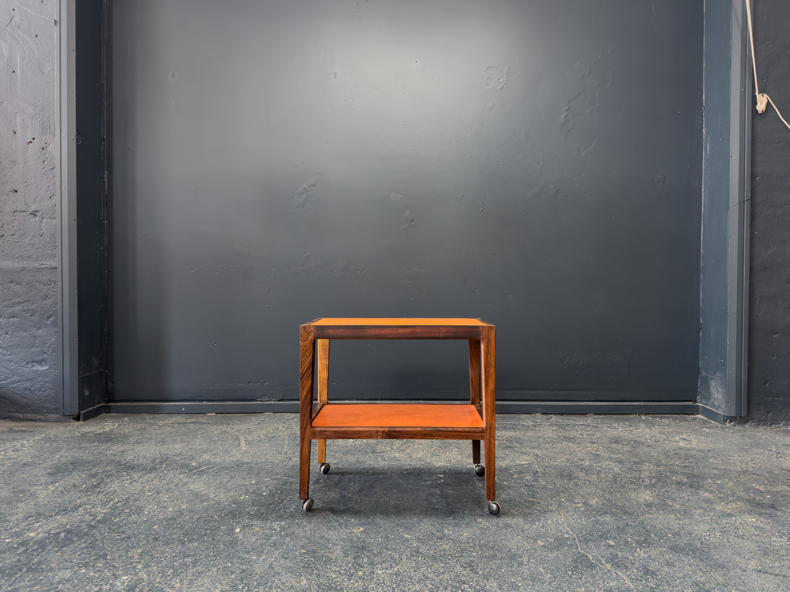 Leather and Rosewood Unit on Wheels