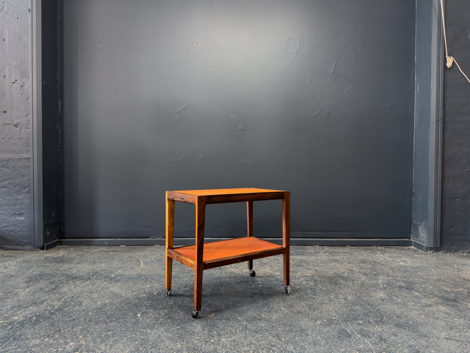 Leather and Rosewood Unit on Wheels