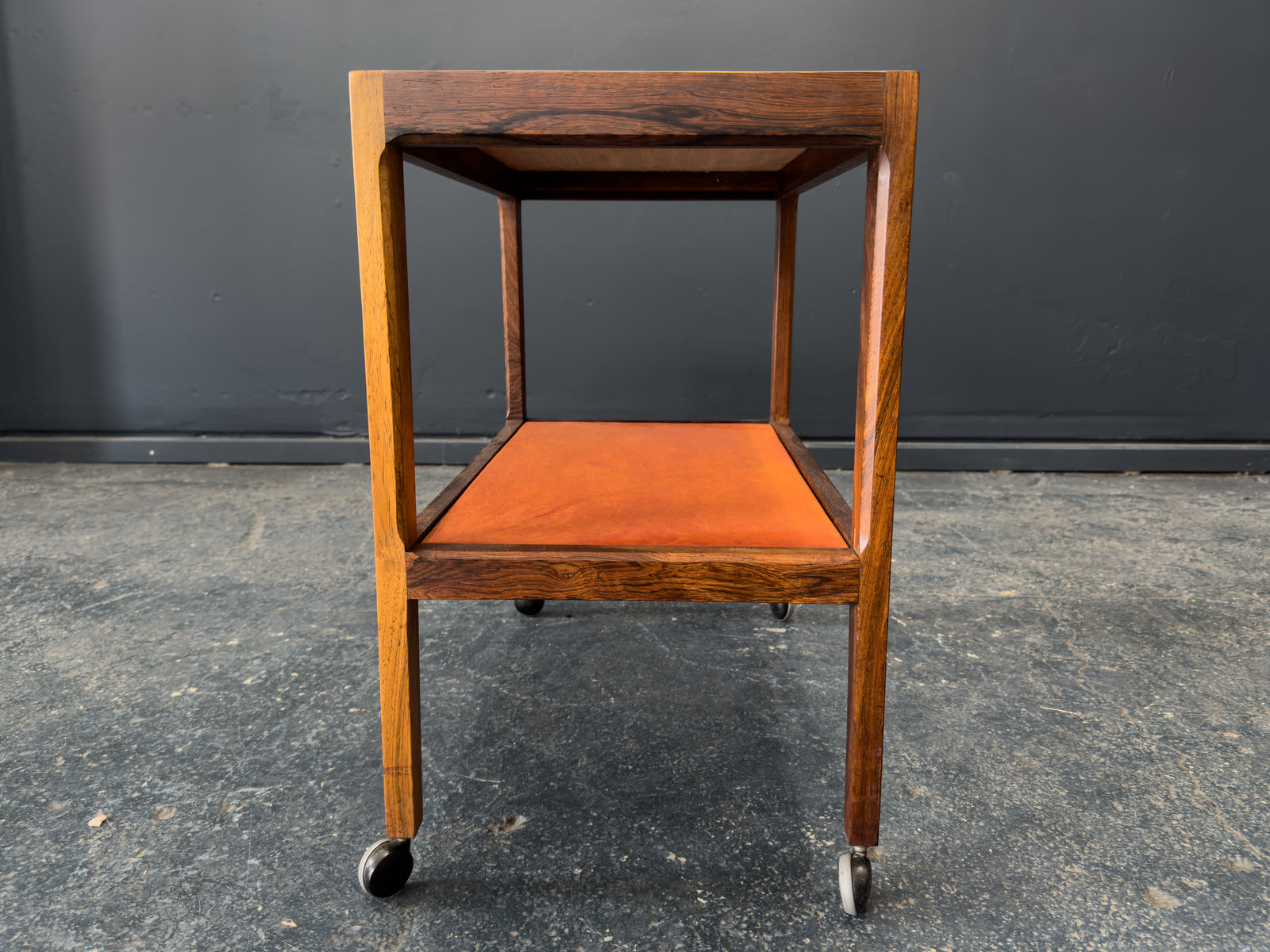 Leather and Rosewood Unit on Wheels