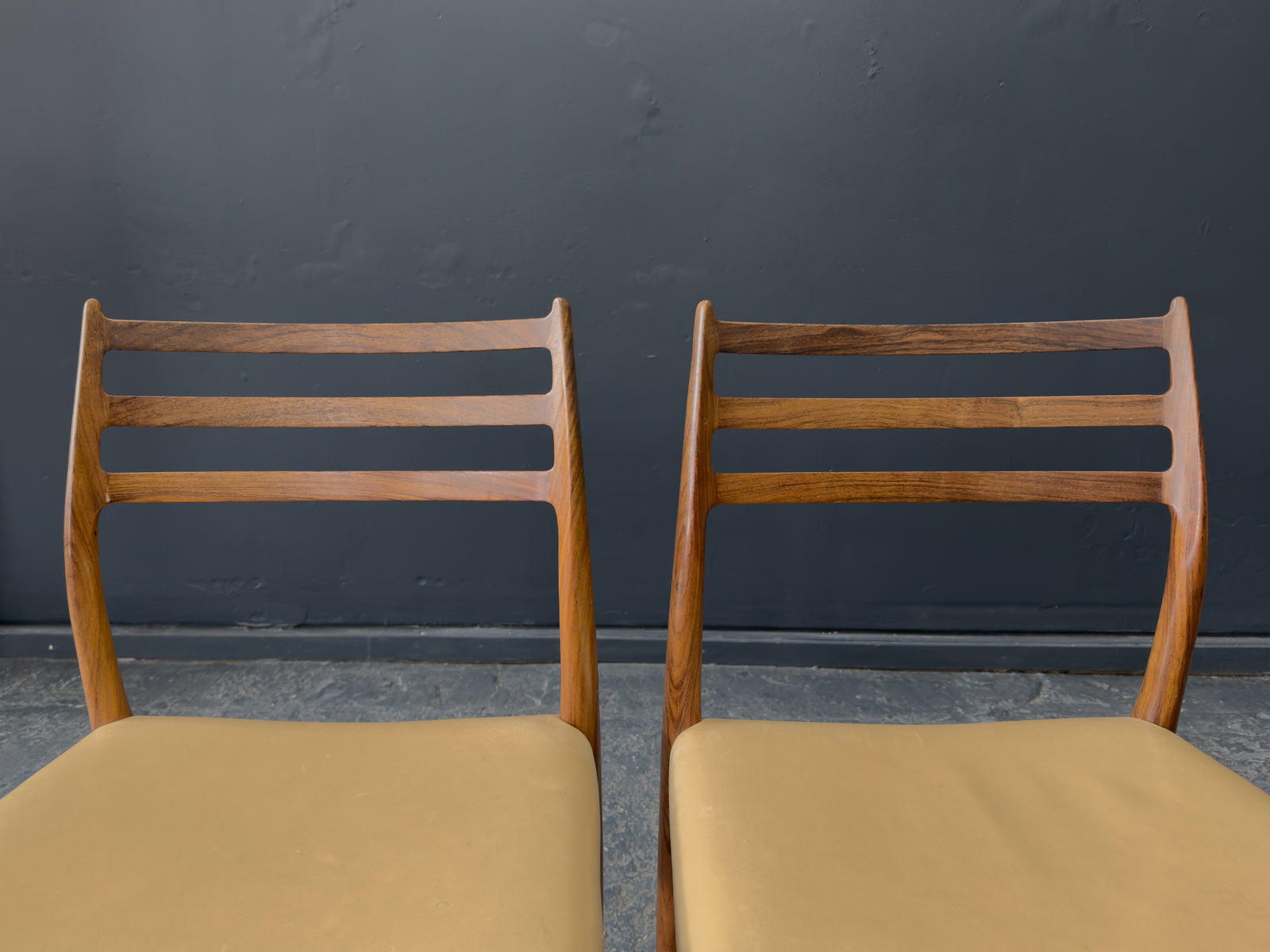 Niels Otto Moller Rosewood and Leather Model 78 Chairs