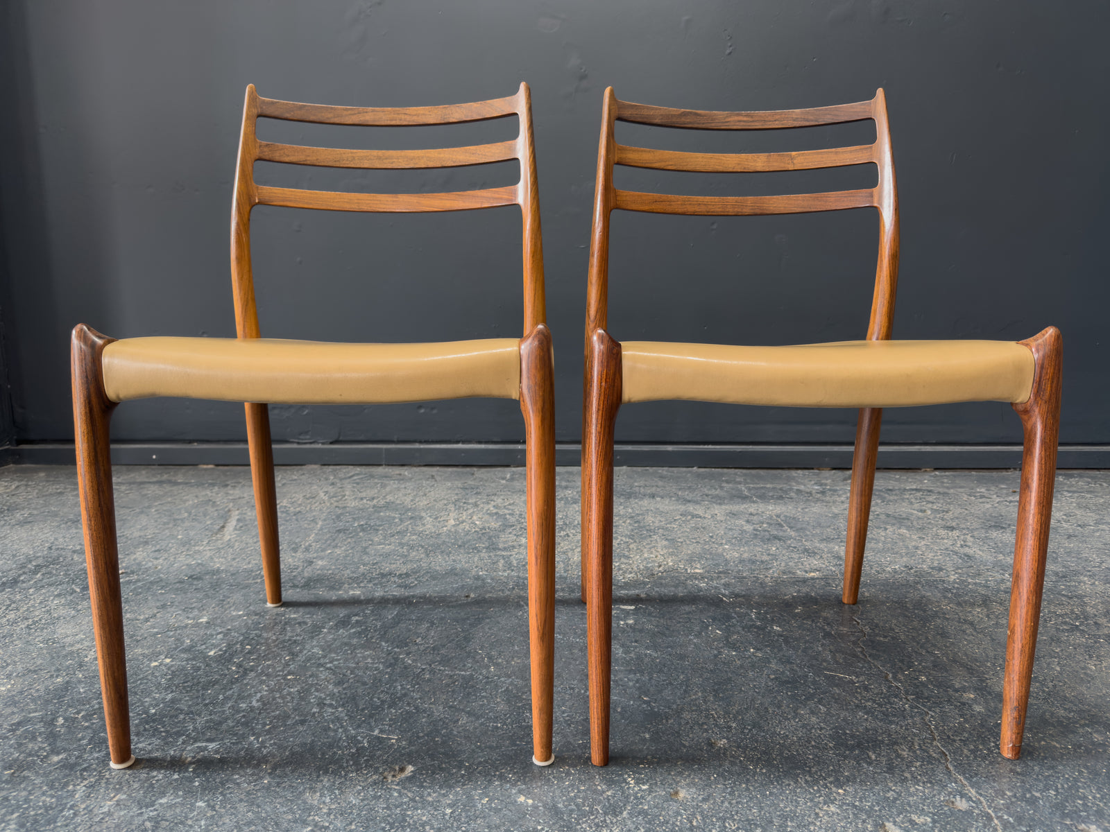 Niels Otto Moller Rosewood and Leather Model 78 Chairs