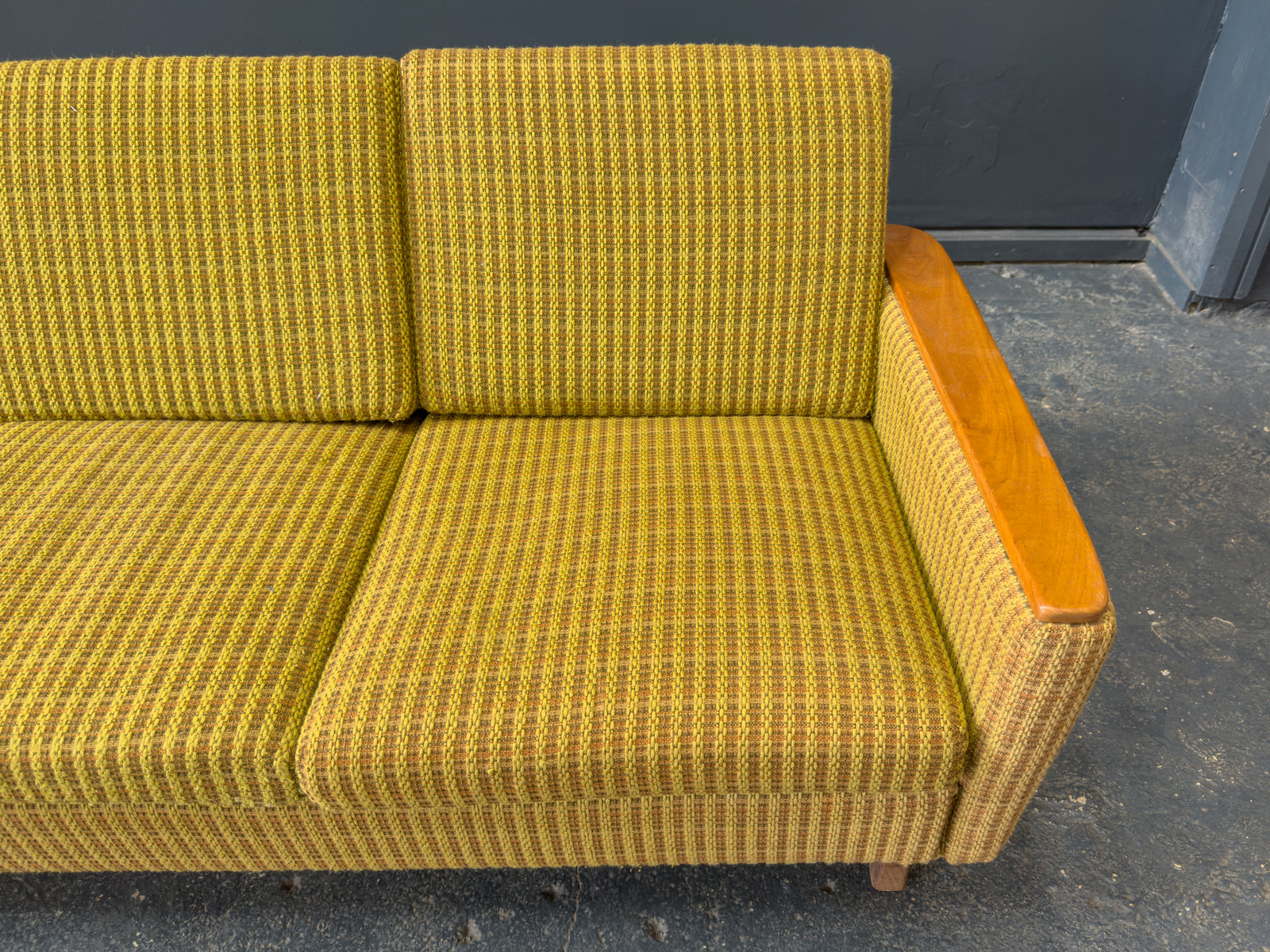 Green and Teak Sofa