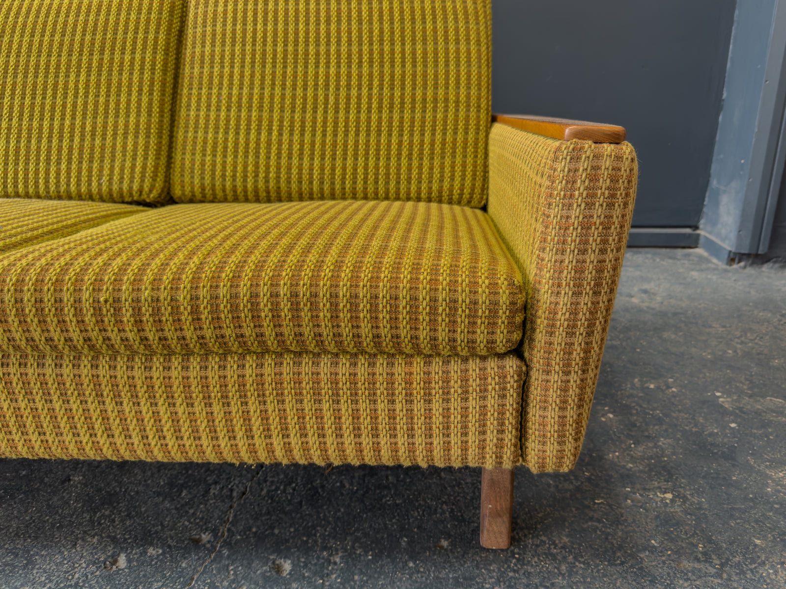 Green and Teak Sofa