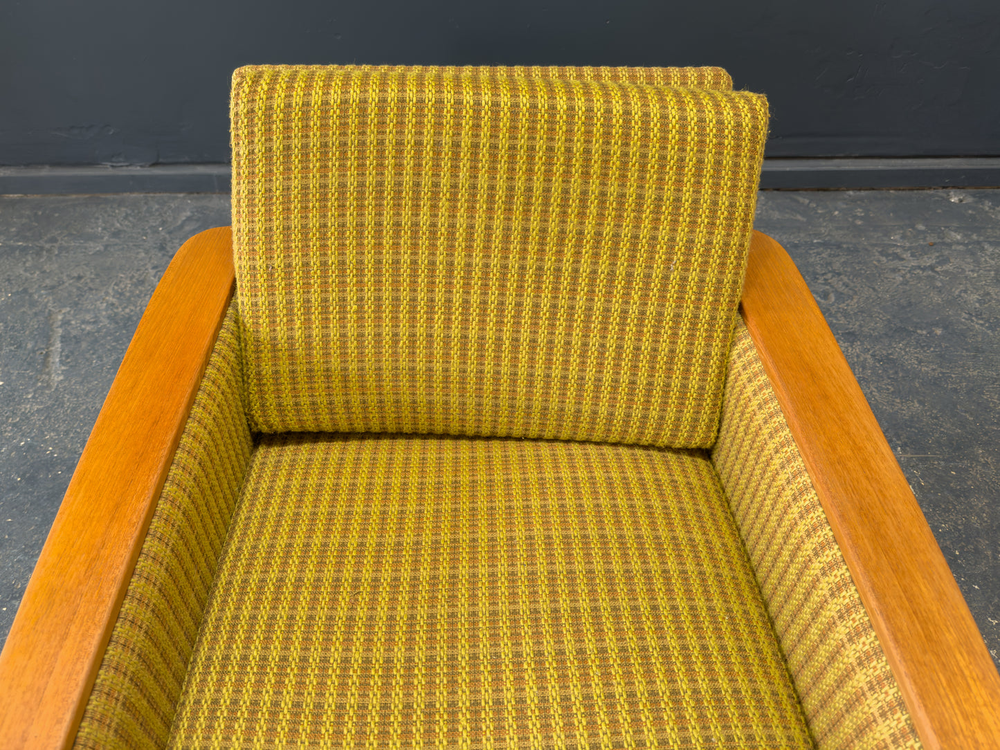 Compact Green and Teak Armchair