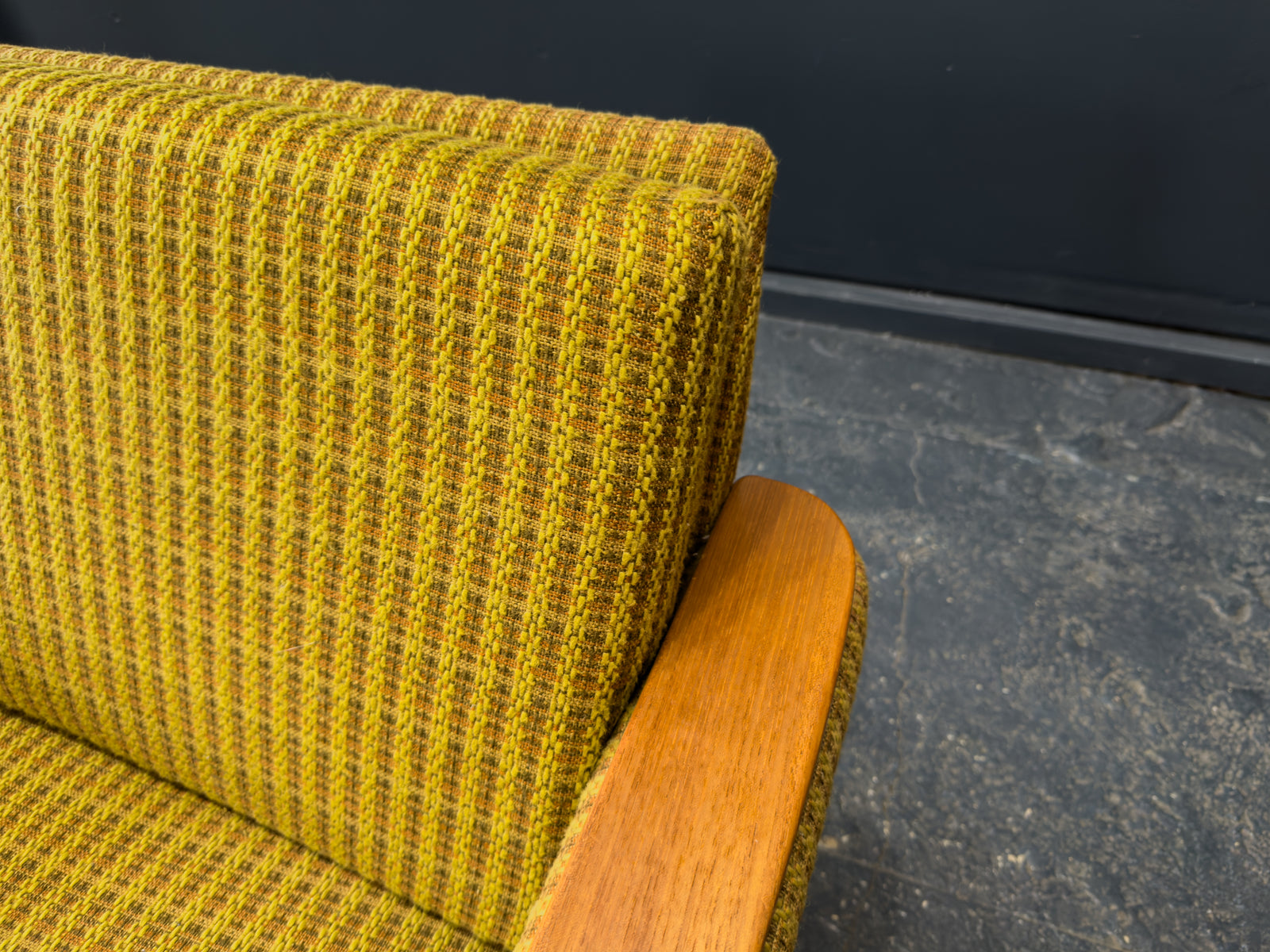 Compact Green and Teak Armchair