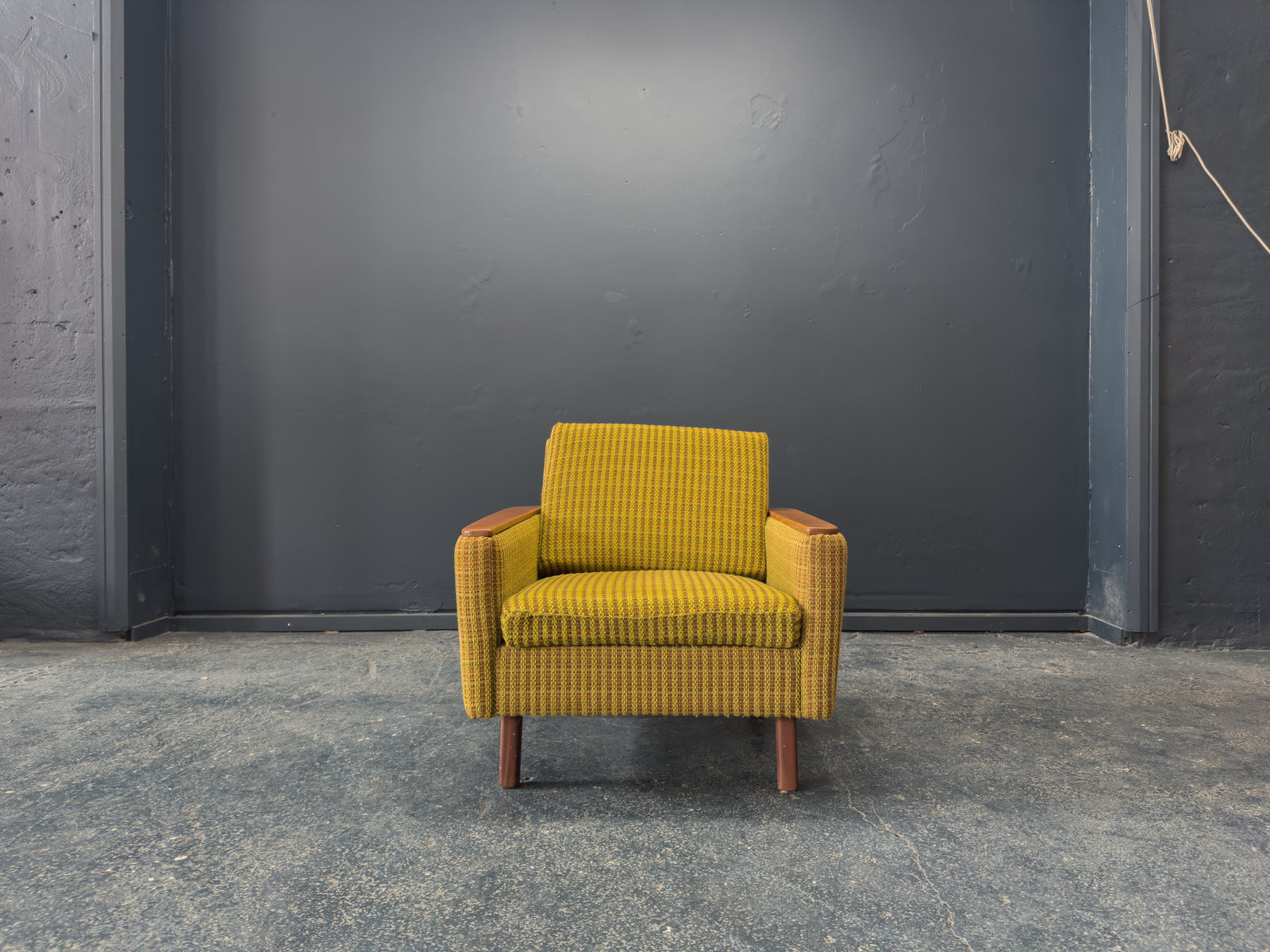 Compact Green and Teak Armchair